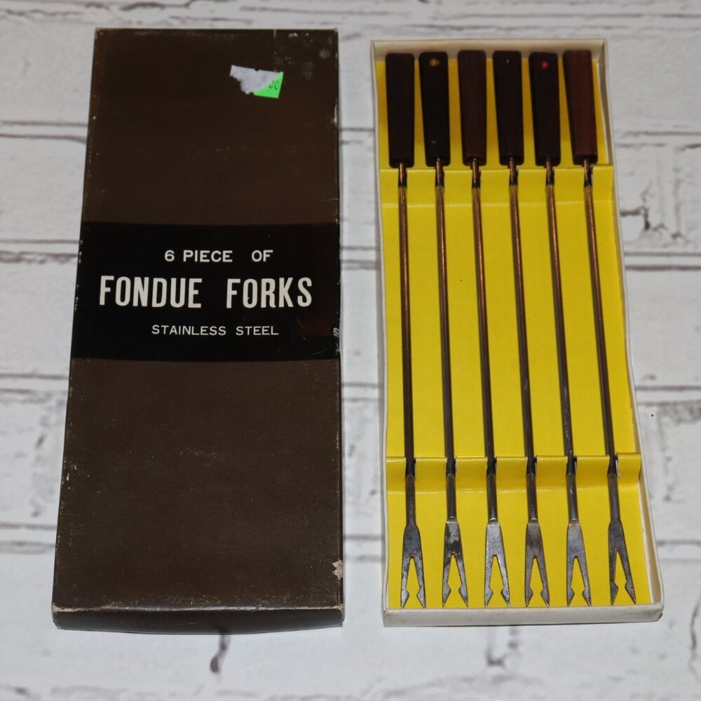🍴 Vintage Stainless Steel Fondue Fork Set · 6‑Piece · 8.25" Retro hosting magic